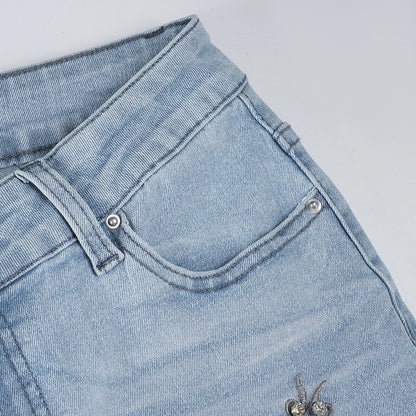 Celeste Butterfly Embroidered Flare Jeans