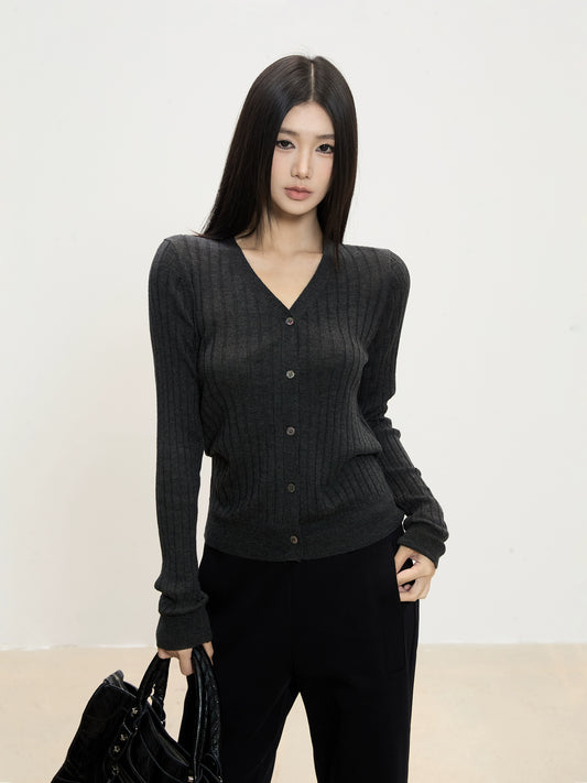 Soraya Ribbed Button Cardigan
