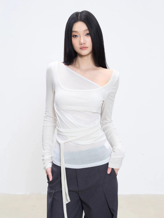 Isola Asymmetrical Wrap Long Sleeve Top
