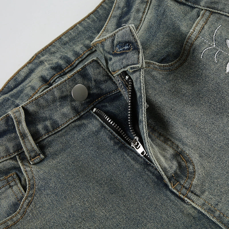 Whisper Bloom Low-Rise Embroidered Flare Jeans