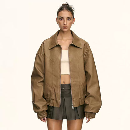 Rhea Tan Oversized Zip Jacket