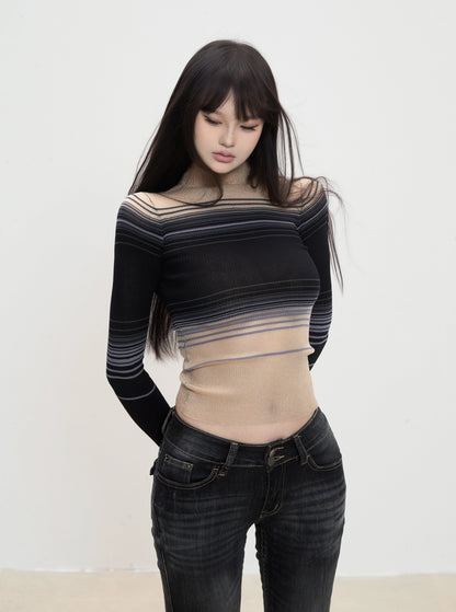 Aria Sheer Gradient Knit Top