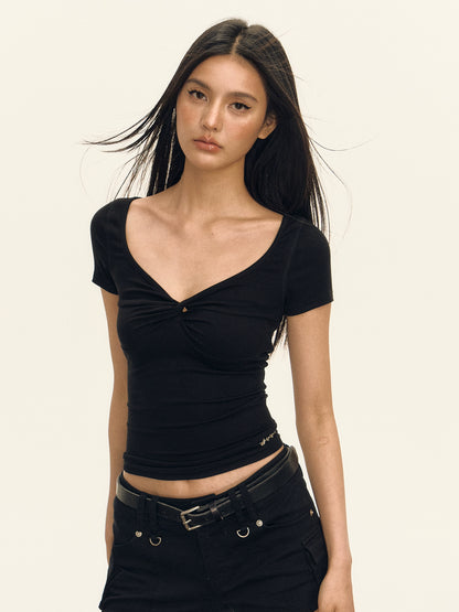 Amy V-Neck Retro Sleeve T-Shirt