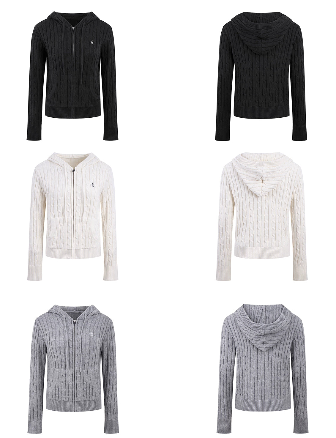 Emelia Vintage Hooded Knit Zipper Cardigan