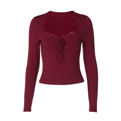 Selene Lace Trim Bow Top