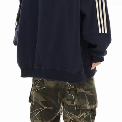 Aster Oversized Triple-Stripe Zip Hoodie
