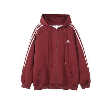 Aster Oversized Triple-Stripe Zip Hoodie