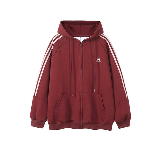 Aster Oversized Triple-Stripe Zip Hoodie