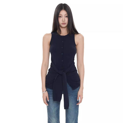 Rhea Front-Tie Sleeveless Top