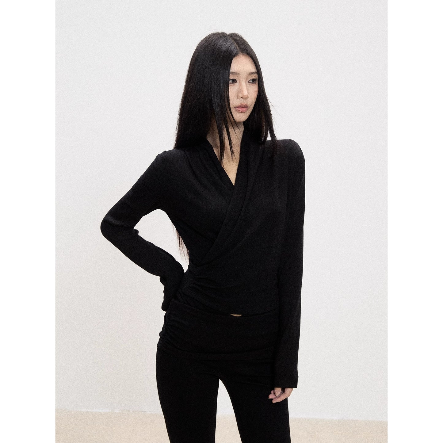 Mina Wrap Front Knit Top