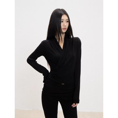 Mina Wrap Front Knit Top