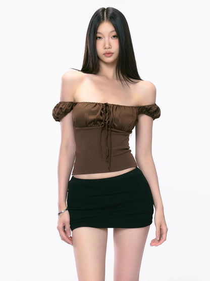 Mira Puff-Sleeve Drawstring Top