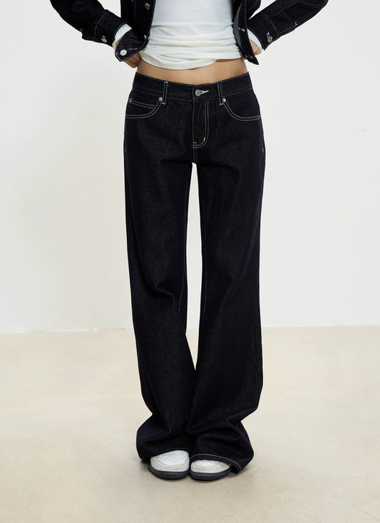 Elara Dark Indigo Wide-Leg Jeans