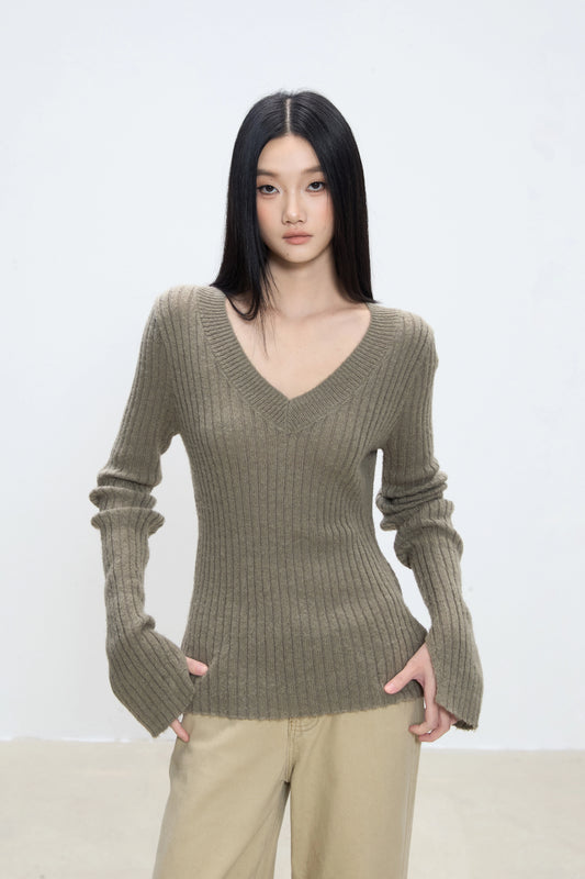 Aira Ribbed V-Neck Sweater