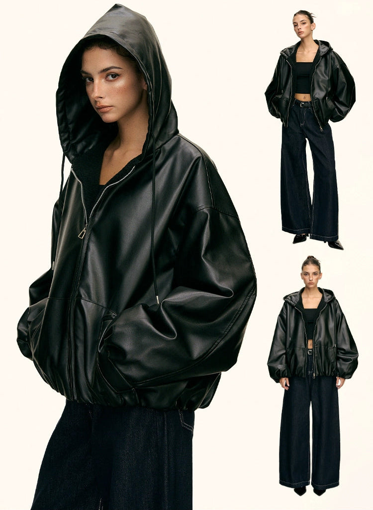 Urban Luxe Oversized Faux-Leather Jacket