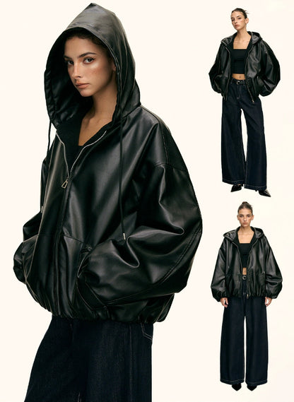Urban Luxe Oversized Faux-Leather Jacket