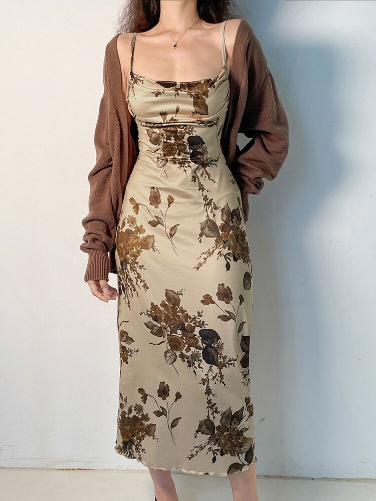 Retro Quinn Spaghetti Strap Midi Dress - Montfash