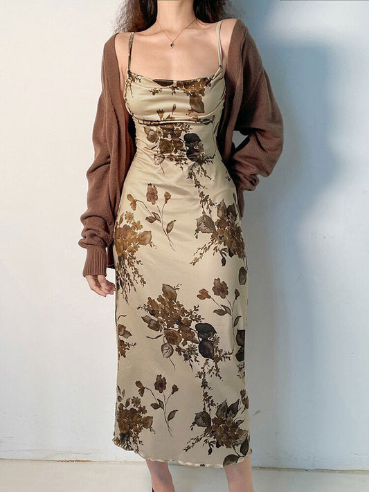 Retro Quinn Spaghetti Strap Midi Dress - Montfash