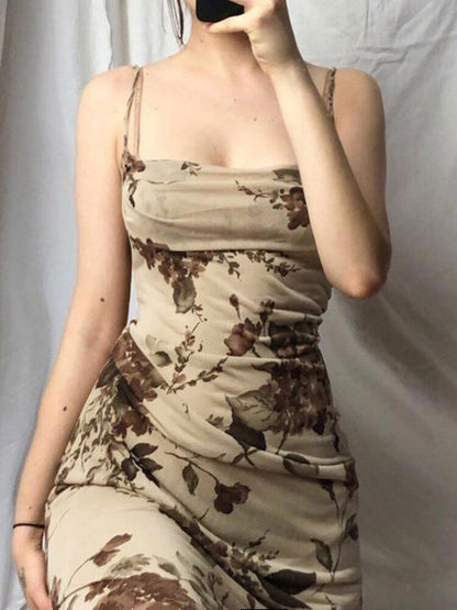 Retro Quinn Spaghetti Strap Midi Dress - Montfash