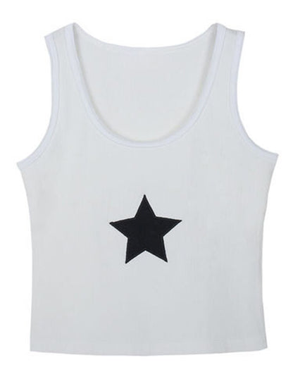 Y2k Retro Star Embroidery Tank Top