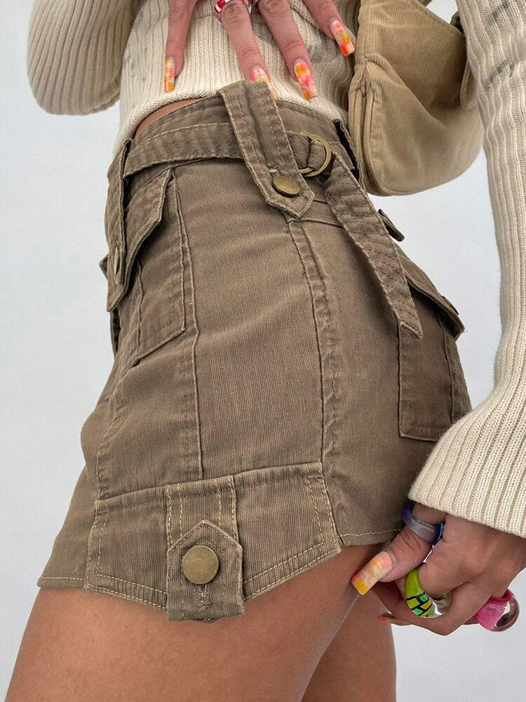 Low Waist Cargo Mini Skirt