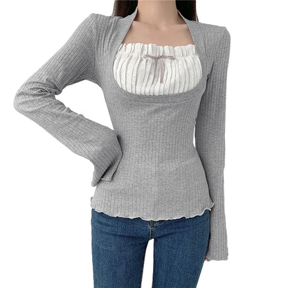 Sol Square Collar Long Sleeve T-Shirt