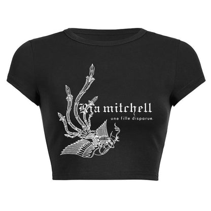 Vintage Mitchell Logo Print Crop Top