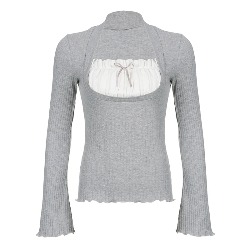 Sol Square Collar Long Sleeve T-Shirt