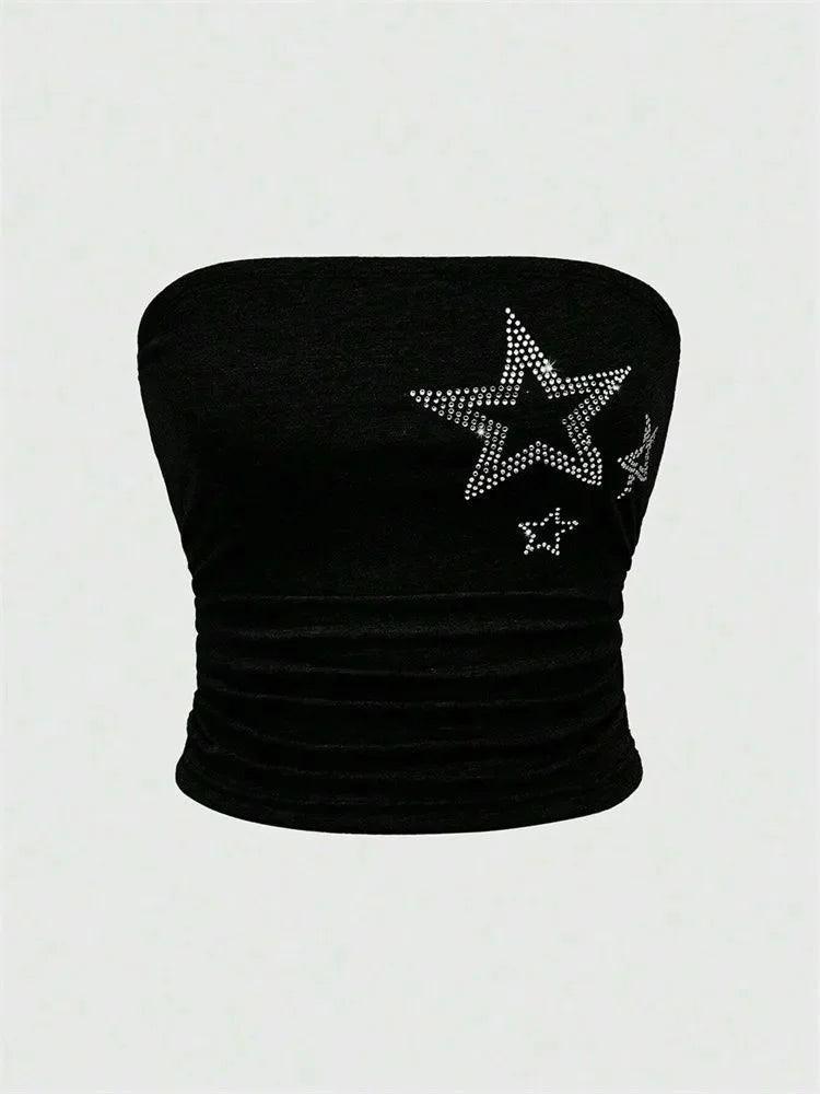 Rhinestones Star Tube Top