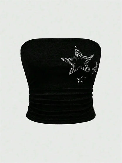 Rhinestones Star Tube Top