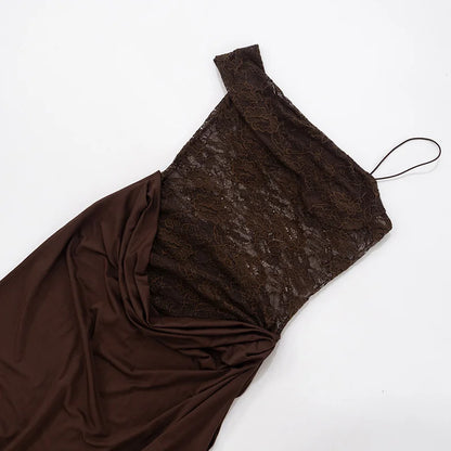 Serena Lace-Draped Satin Maxi Dress