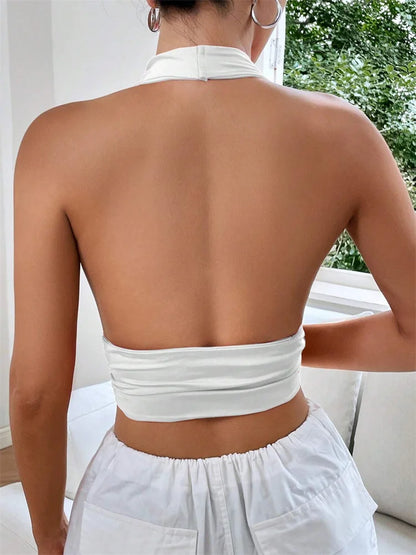 Inferna Backless V-neck Halter Top
