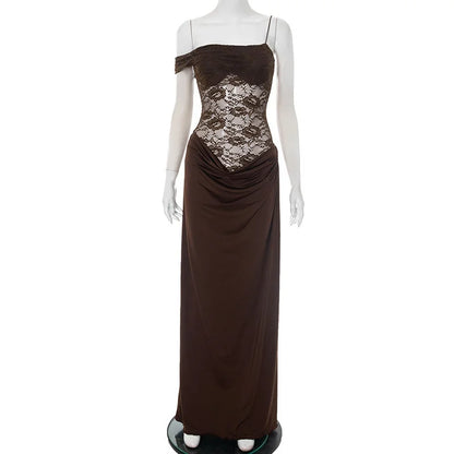Serena Lace-Draped Satin Maxi Dress