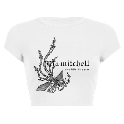 Vintage Mitchell Logo Print Crop Top