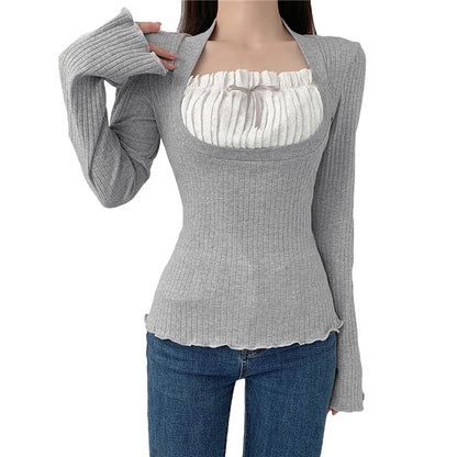 Sol Square Collar Long Sleeve T-Shirt