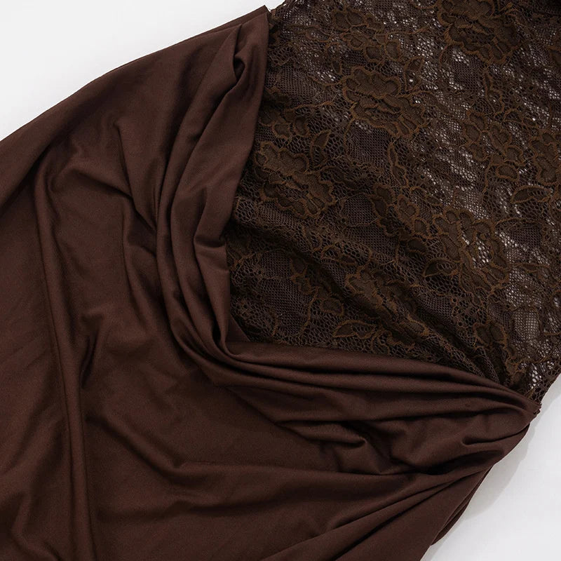 Serena Lace-Draped Satin Maxi Dress