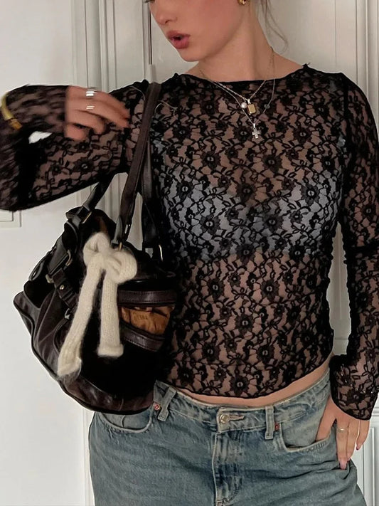 Zuri Long Sleeves See Through T-Shirt