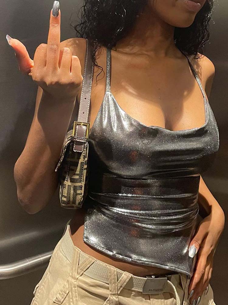 Shiny Bodycon Cami Top - Montfash