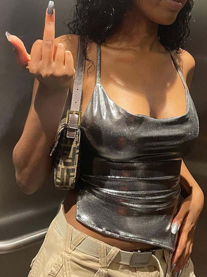 Shiny Bodycon Cami Top - Montfash