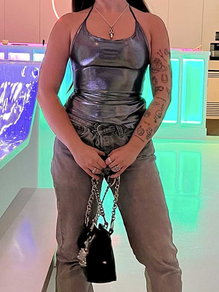 Shiny Bodycon Cami Top - Montfash