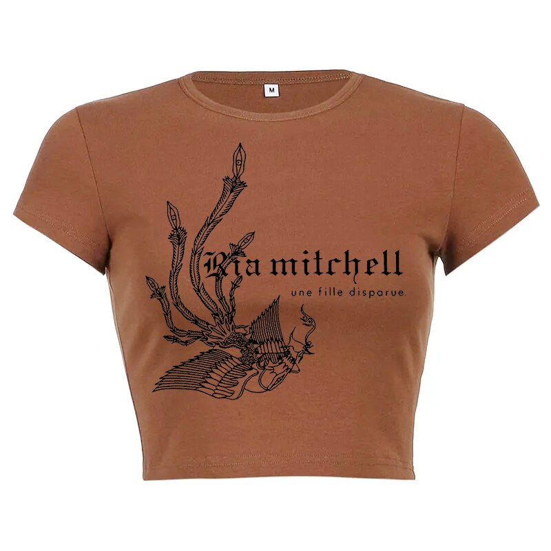Vintage Mitchell Logo Print Crop Top - Montfash