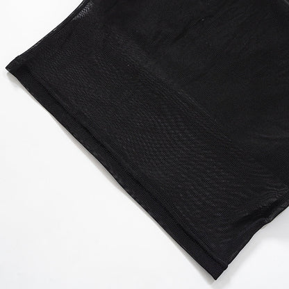 Y2K Patchwork Mesh Tube Top - Montfash