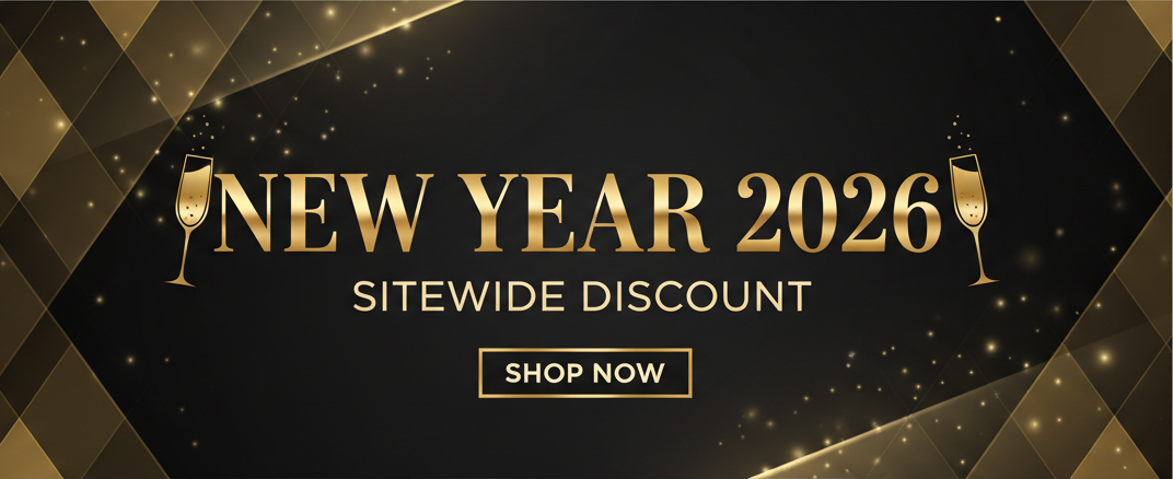 a banner for my store for the New Year 2026. sitewide discount. Shop now.