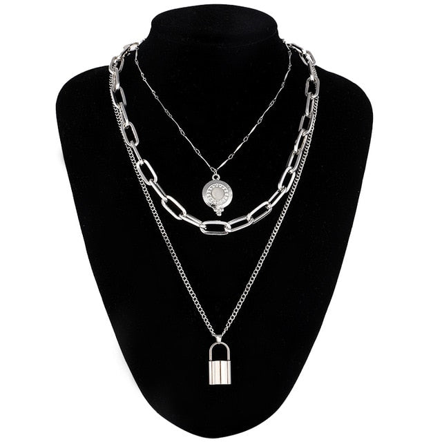 Double Layer Lock Necklace